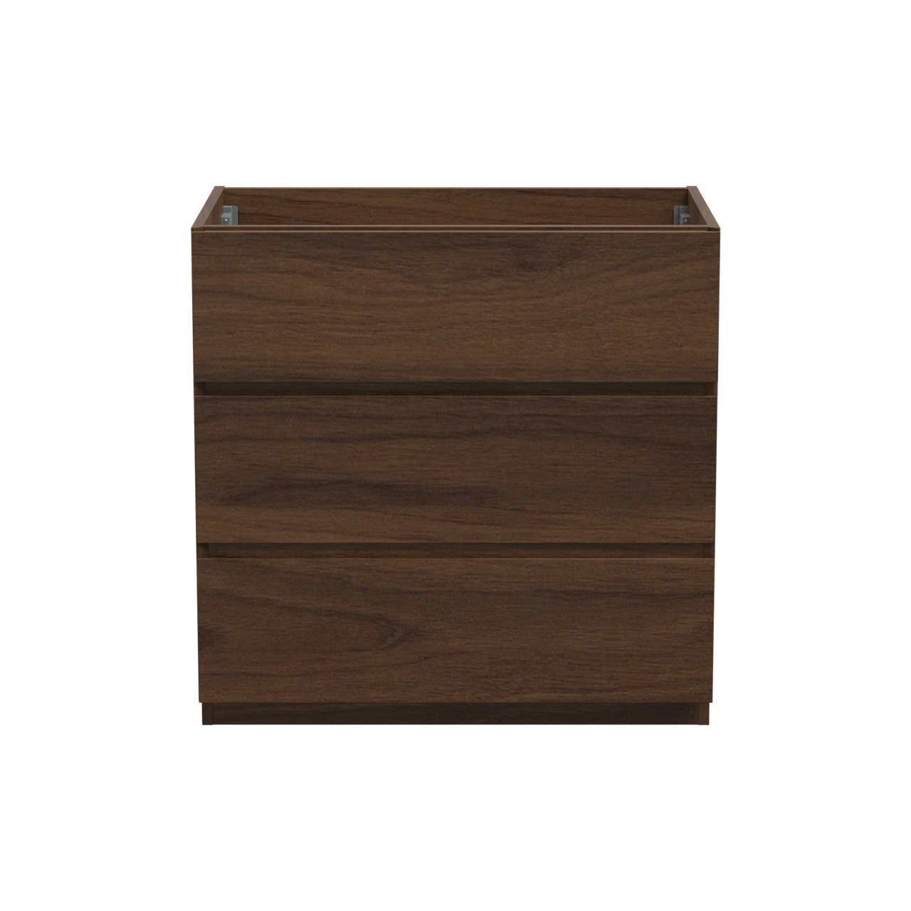 Storke Edge stehender Waschbeckenunterschrank: 85 x 52 cm, Nussbaum, 3 Schubladen