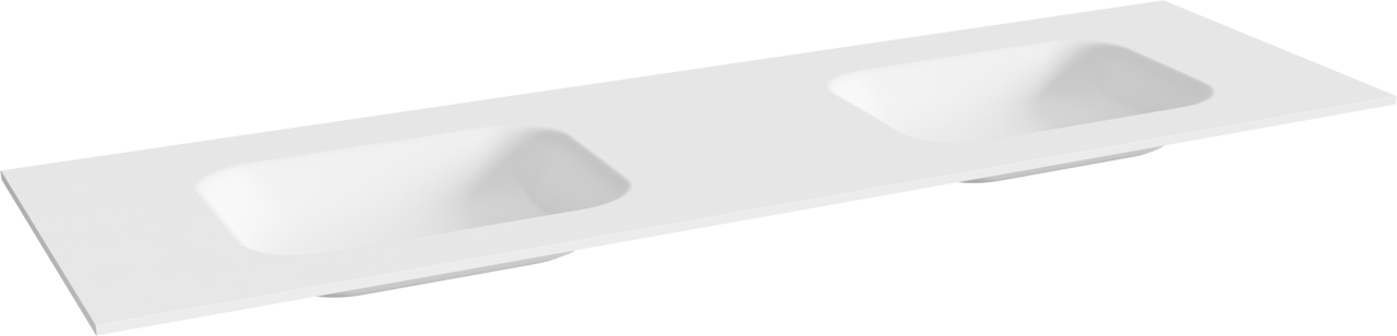 Balmani Tablo Arcato Doppelwaschtisch, Solid Surface matt, 180 x 55 cm, inklusive Ablaufventil