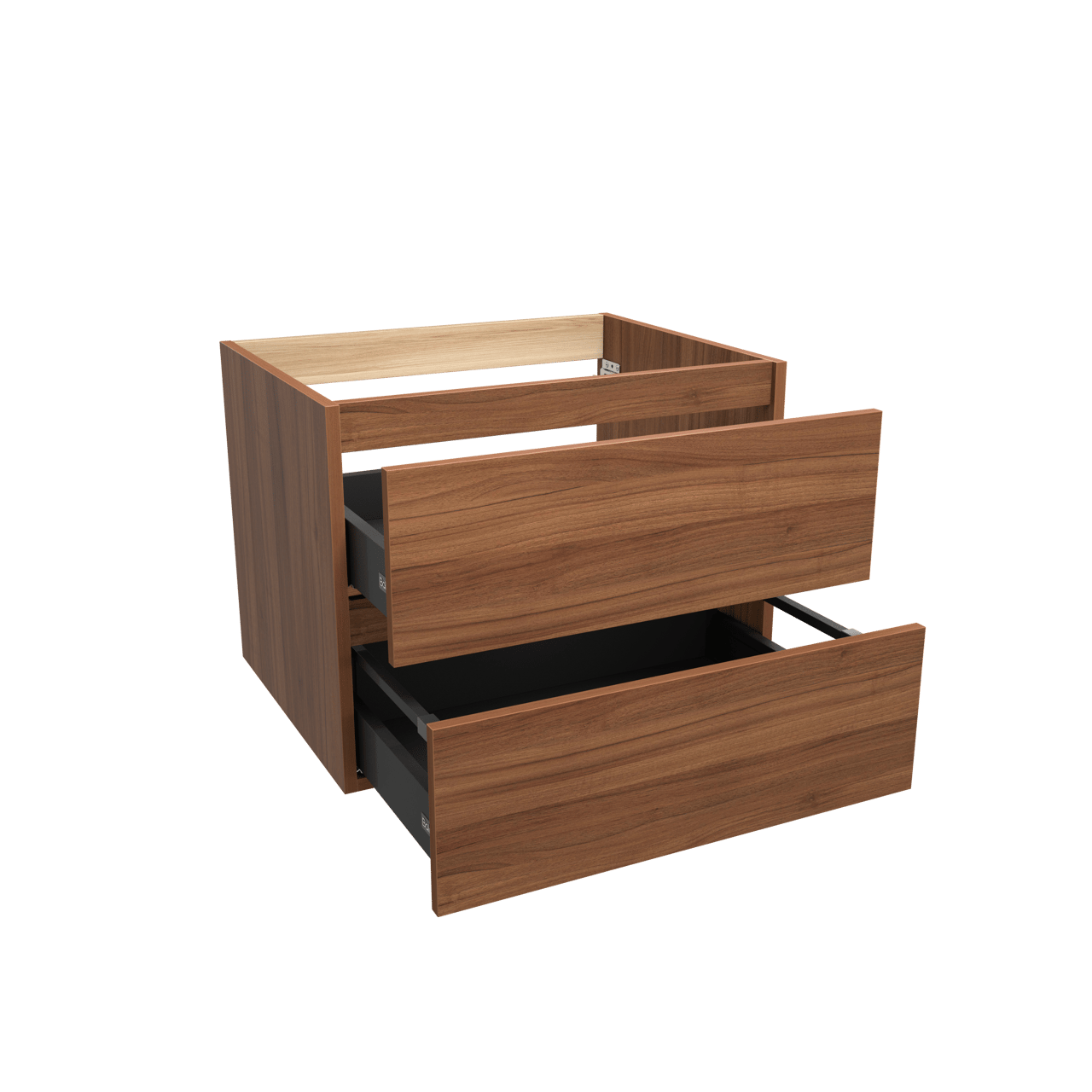 Balmani Lucida hängender Bad-Unterschrank, 67,5 x 55 cm, Nussbaum, 2 Schubladen