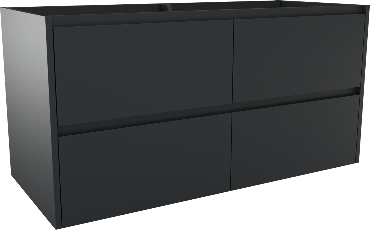 Storke Seda meuble sous-vasque suspendu 120 x 52 cm Noir Mat 4 tiroirs