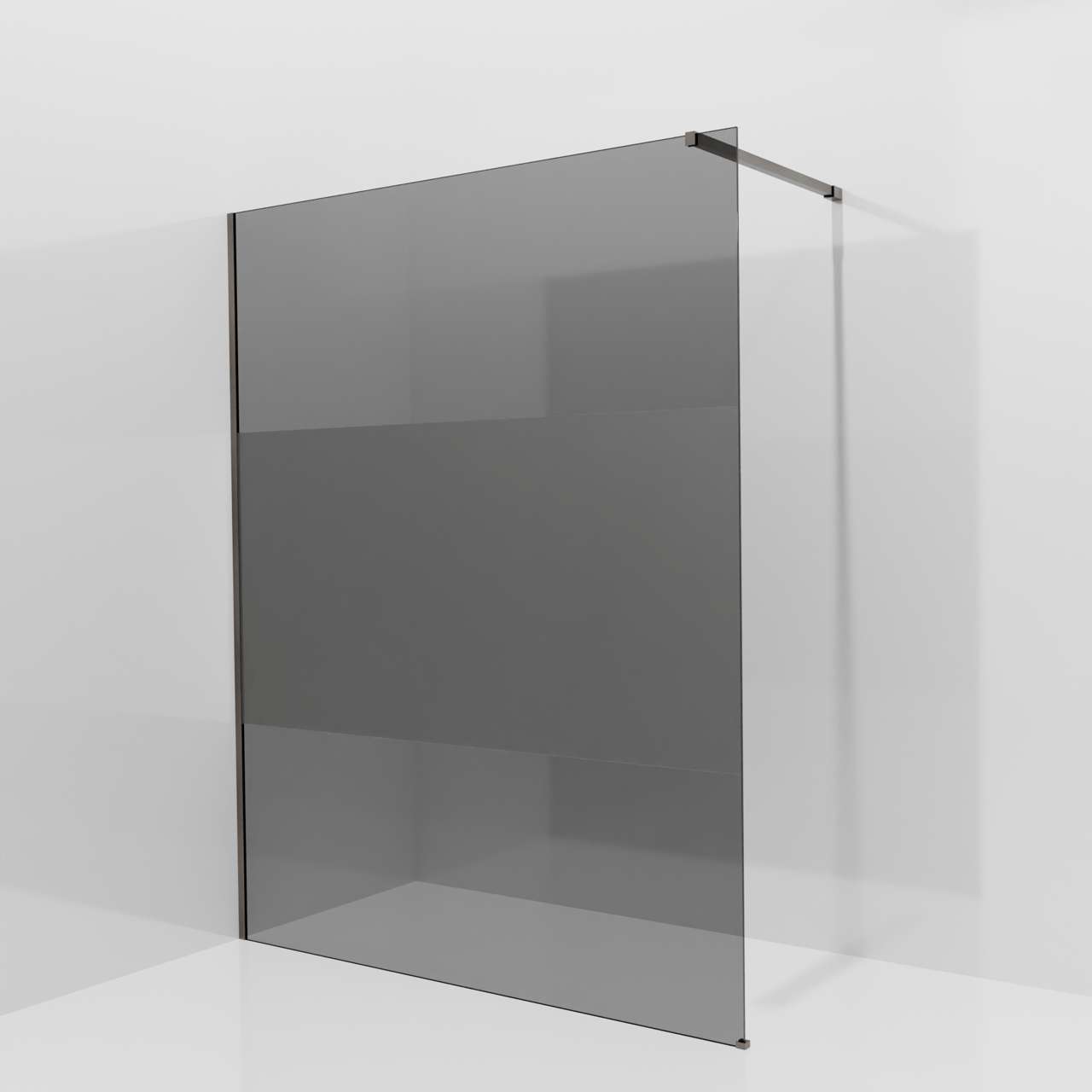 Balmani Modular Walk-In Dusche: 160 x 200 cm, Rauchglas mit mattiertem Streifen, inklusive Coating, Profil Brushed GunMetal