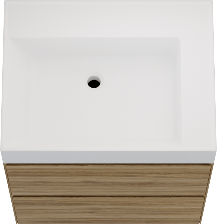 Balmani Mitra Compact meuble salle de bains suspendu 60 x 46 cm chêne sauvage avec Argila vasque asymétrique gauche en marbre composite blanc mat