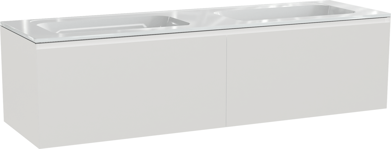 Balmani Idra meuble salle de bains suspendu 180 x 55 cm blanc mat avec Tablo Strada double vasque en marbre composite blanc brillant