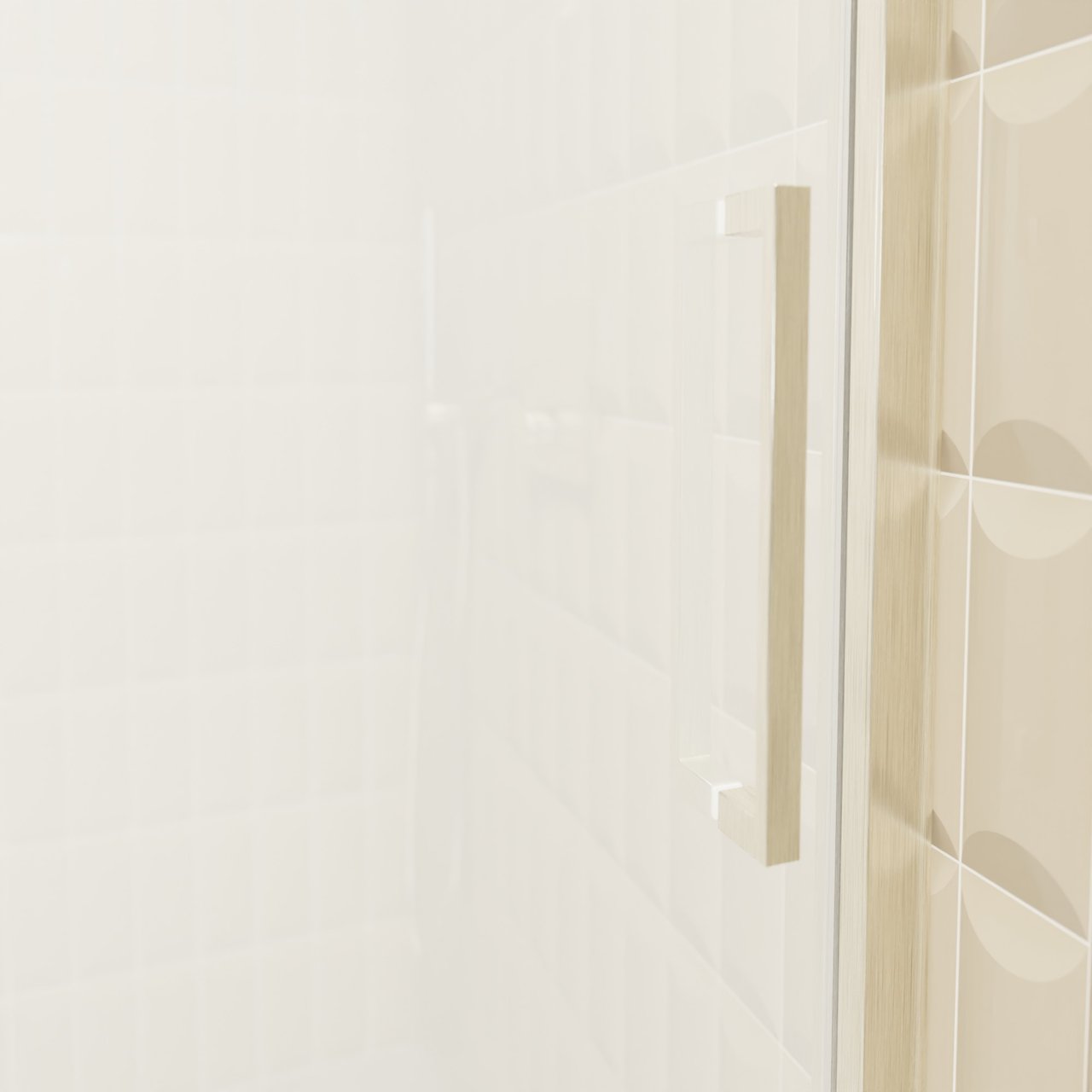 Balmani Senses Design Dusche Schiebetür, Links, 160 cm x 210 cm, Klarglas mit mattiertem Streifen, Profil Brushed CoolMetal