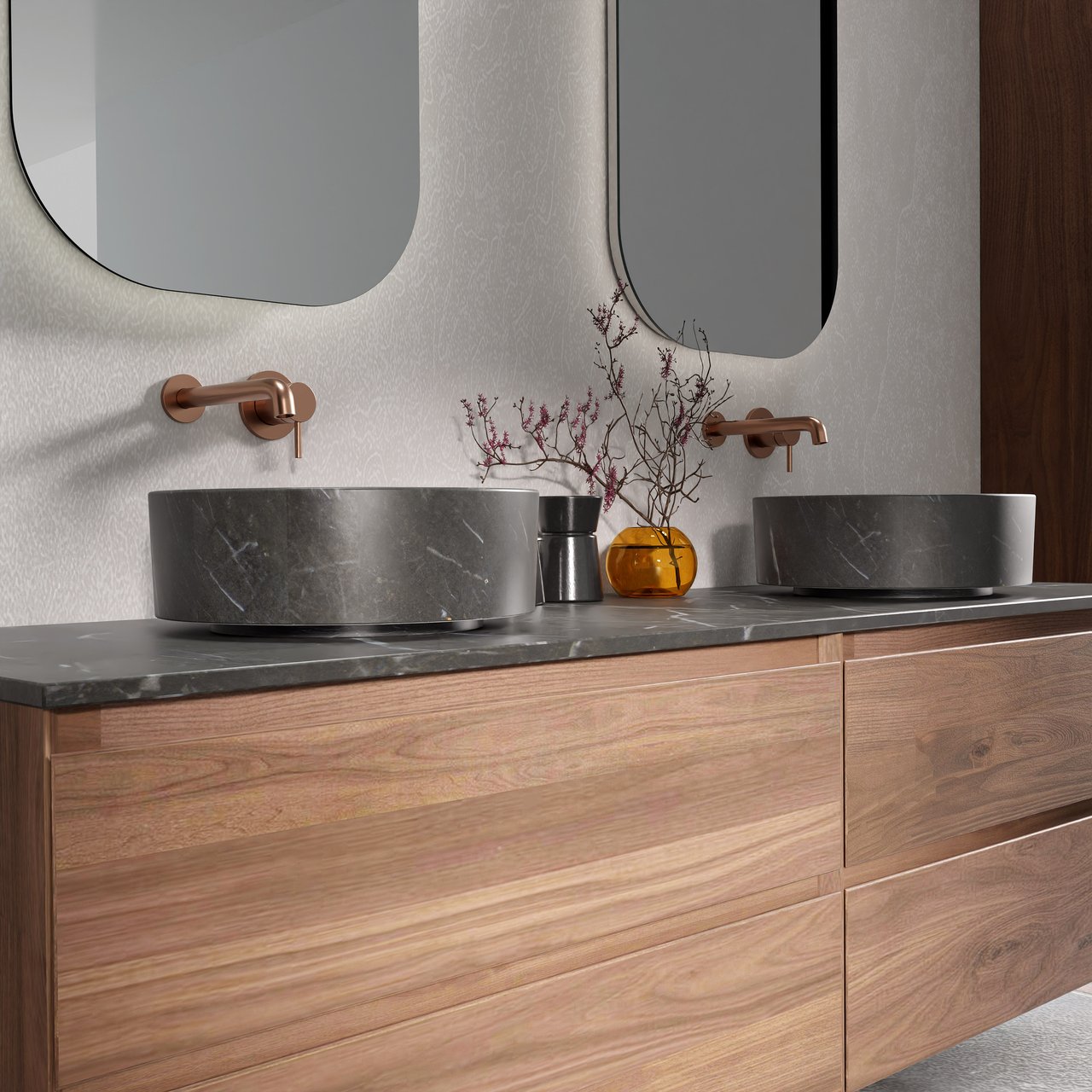 Balmani Fato vasque à poser marbre Pietra Grey rond Ø 37,5 cm