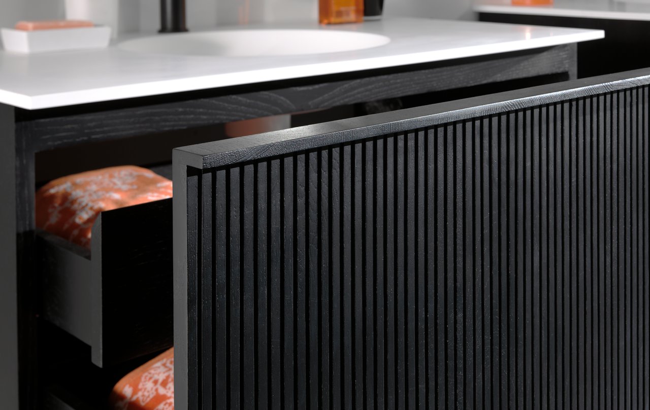 Balmani Forma meuble sous-vasque suspendu 90 x 55 cm chêne noir 2 tiroirs