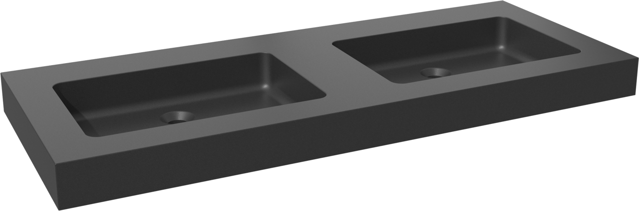 Storke Scuro High dubbele wastafel mat kwarts 130 x 52 cm