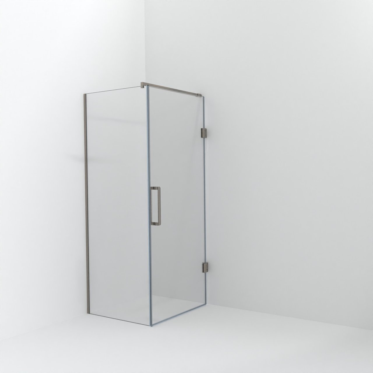 Balmani Modular inloopdouche met deur: 80 x 200 cm met deur 90 cm, Extra helder glas met coating, Brushed CoolMetal profielen