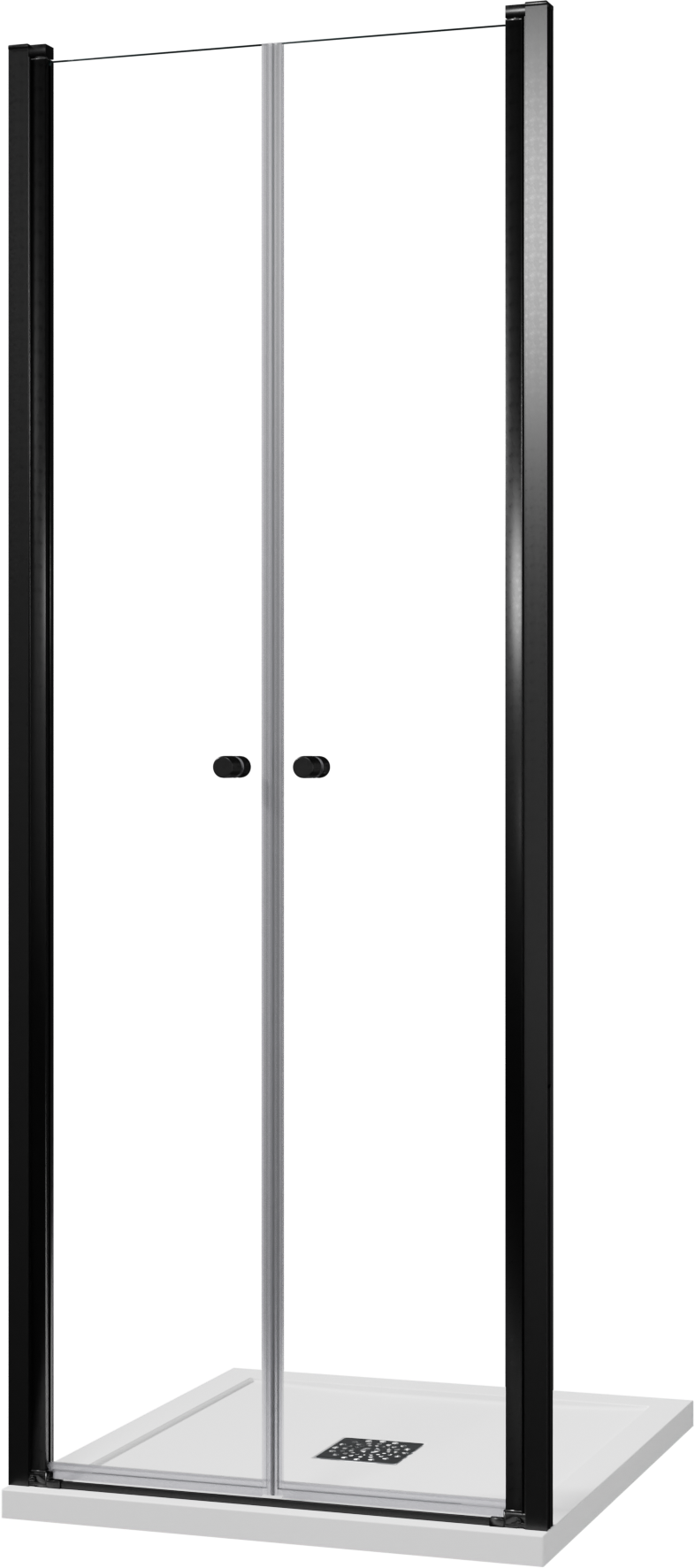 Luca Varess Kuresa Dusche Pendeltür, 80 x 200 cm, Klarglas, Schwarzes Profil, matt