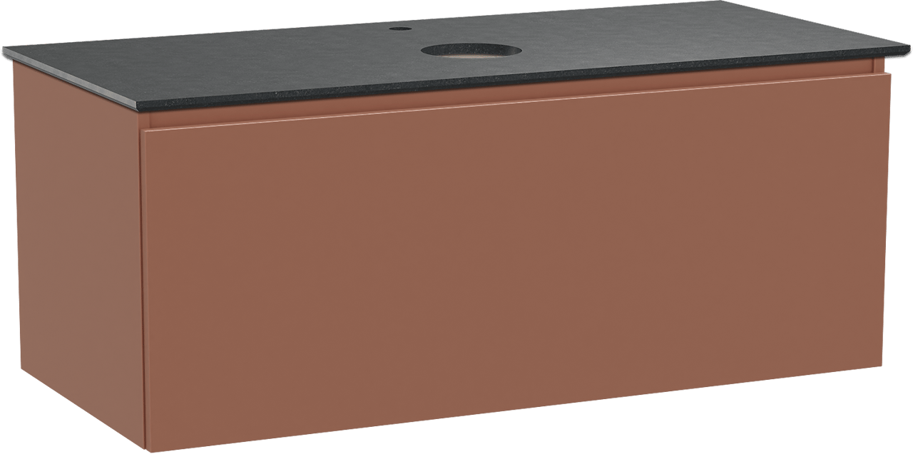 Balmani Sfera zwevend badmeubel 120 x 55 cm cotto met Facetta enkel wastafelblad in zwart graniet