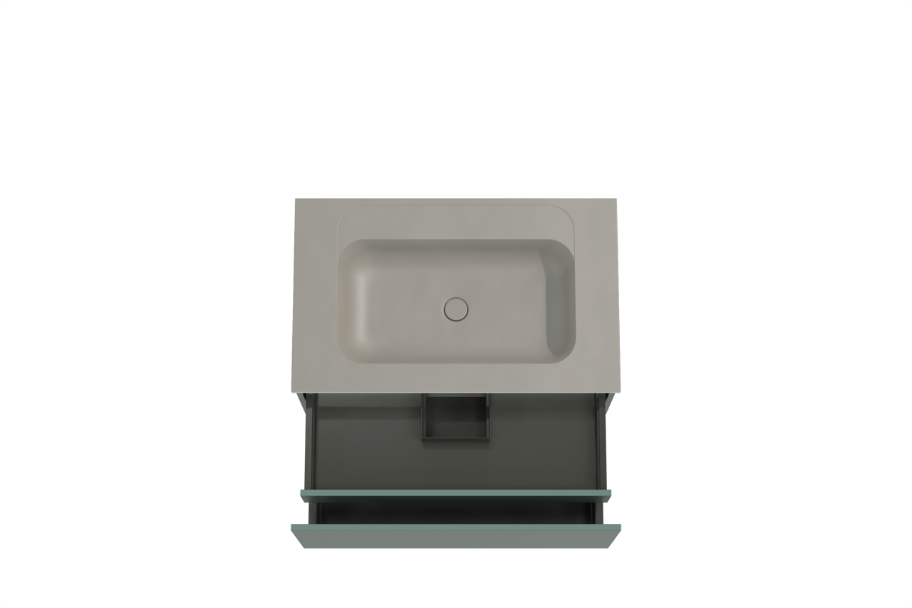 Balmani Sfera hängendes Möbelstück Set: 90 x 55 cm, Forest, mit Tablo Strada Einzelwaschtisch, Marmorkomposit Seidengrau