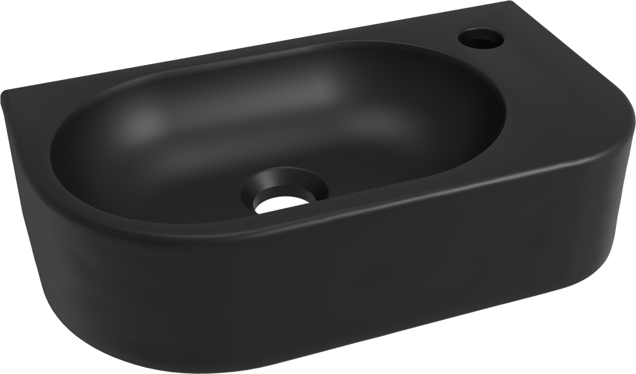 Luca Varess Rondo lave-mains 41 x 22 cm porcelaine Noir Mat
