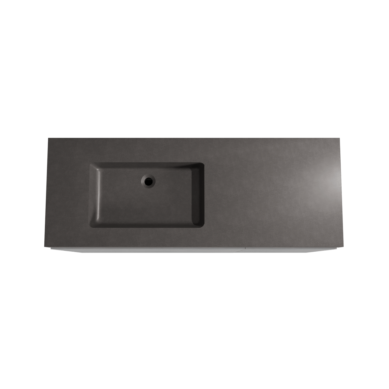 Storke Edge staand badkamermeubel 140 x 52 cm beton donkergrijs met Scuro High asymmetrisch linkse wastafel in kwarts mat zwart