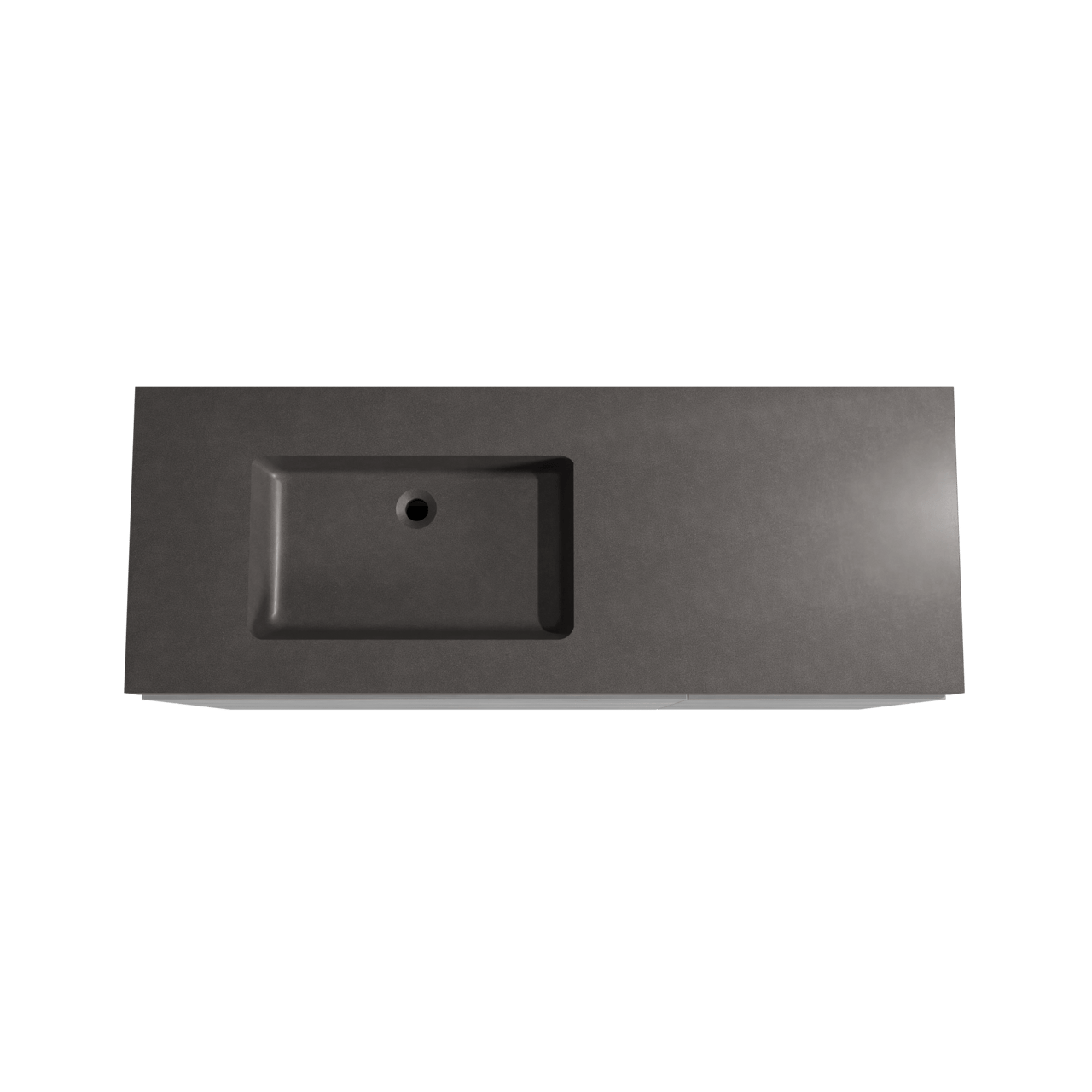 Storke Edge staand badkamermeubel 140 x 52 cm beton donkergrijs met Scuro High asymmetrisch linkse wastafel in kwarts mat zwart