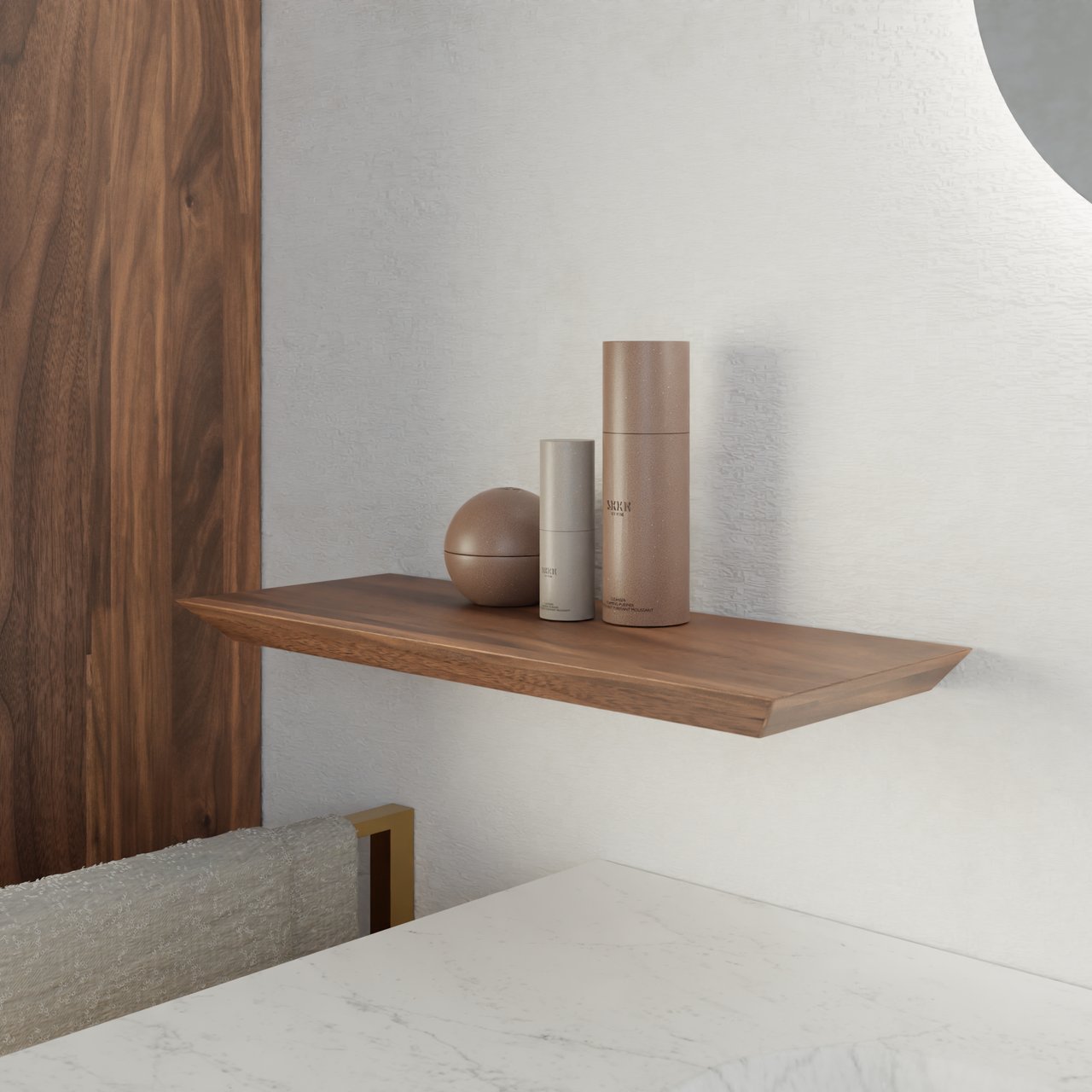 Balmani Mitra wandplank fineer notenhout 40 x 16 cm