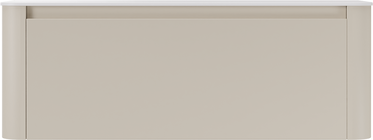 Storke Soft meuble salle de bains suspendu 140 x 46 cm Sand mat avec Tavola Soft tablette simple ou double vasque en Solid Surface blanc mat