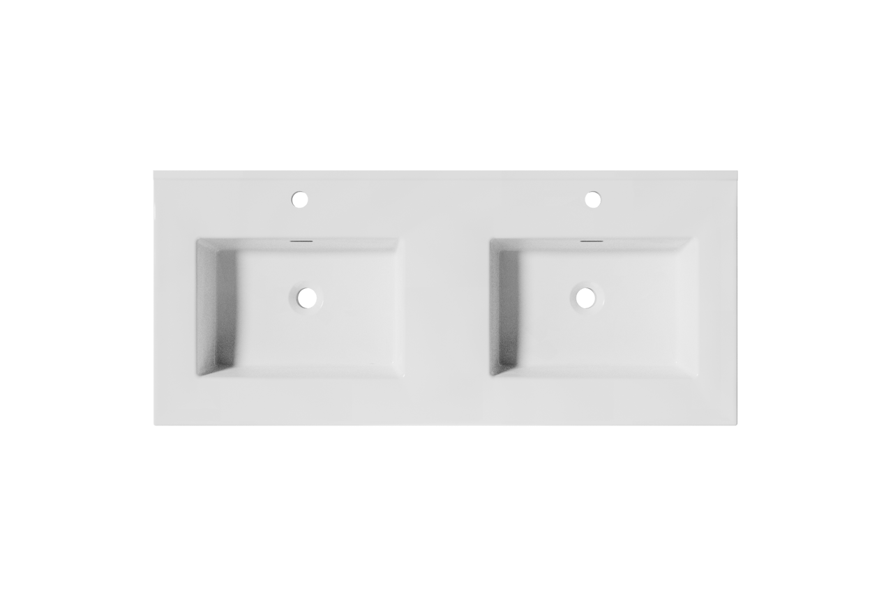 Storke Kera dubbele wastafel glanzend witte porselein 120 x 52 cm, exclusief crepine