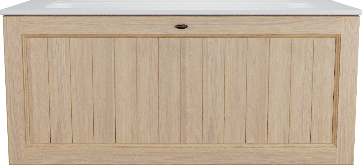 Balmani Lemon zwevend badmeubel 120 x 55 cm, fineer naturel eiken met Tablo Strada enkele wastafel in mat wit