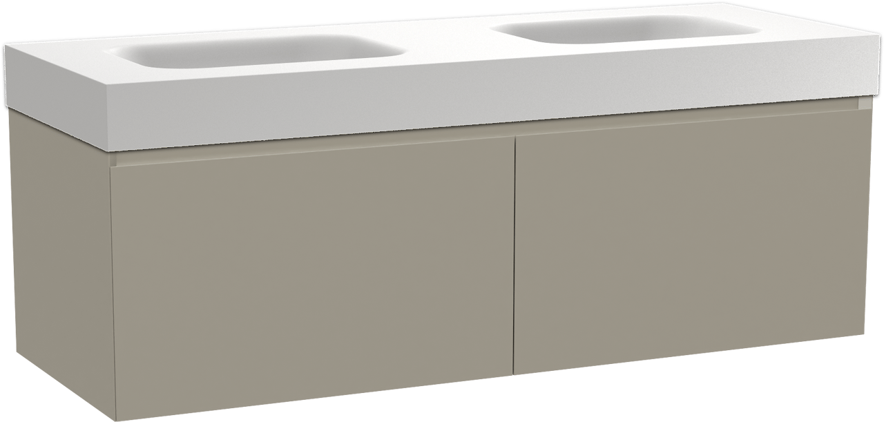 Balmani Idra meuble salle de bains suspendu 150 x 55 cm gris pierre avec Arcato double vasque en solid surface blanc mat