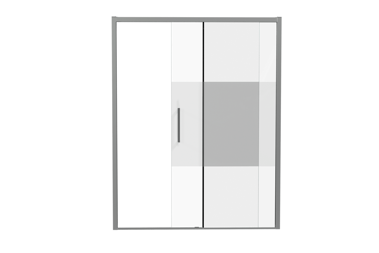 Luca Varess Senses rechtse douche schuifdeur 160 x 200 cm helder glas met matte strook glanzend chroom profiel