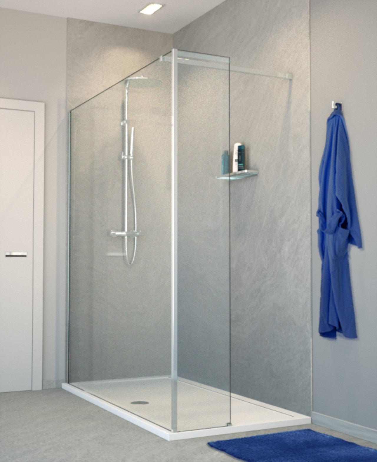 Balmani Modular inloopdouche met vaste zijwand 170 x 200 cm helder glas glanzend chroom profiel