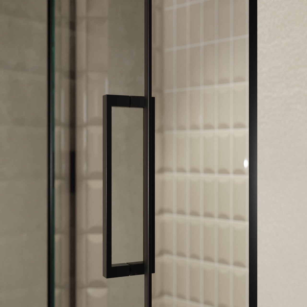 Balmani Senses Design porte pivotante à gauche 120 cm x 210 cm verre Miroir Reflex, Profil noir, coating inclus