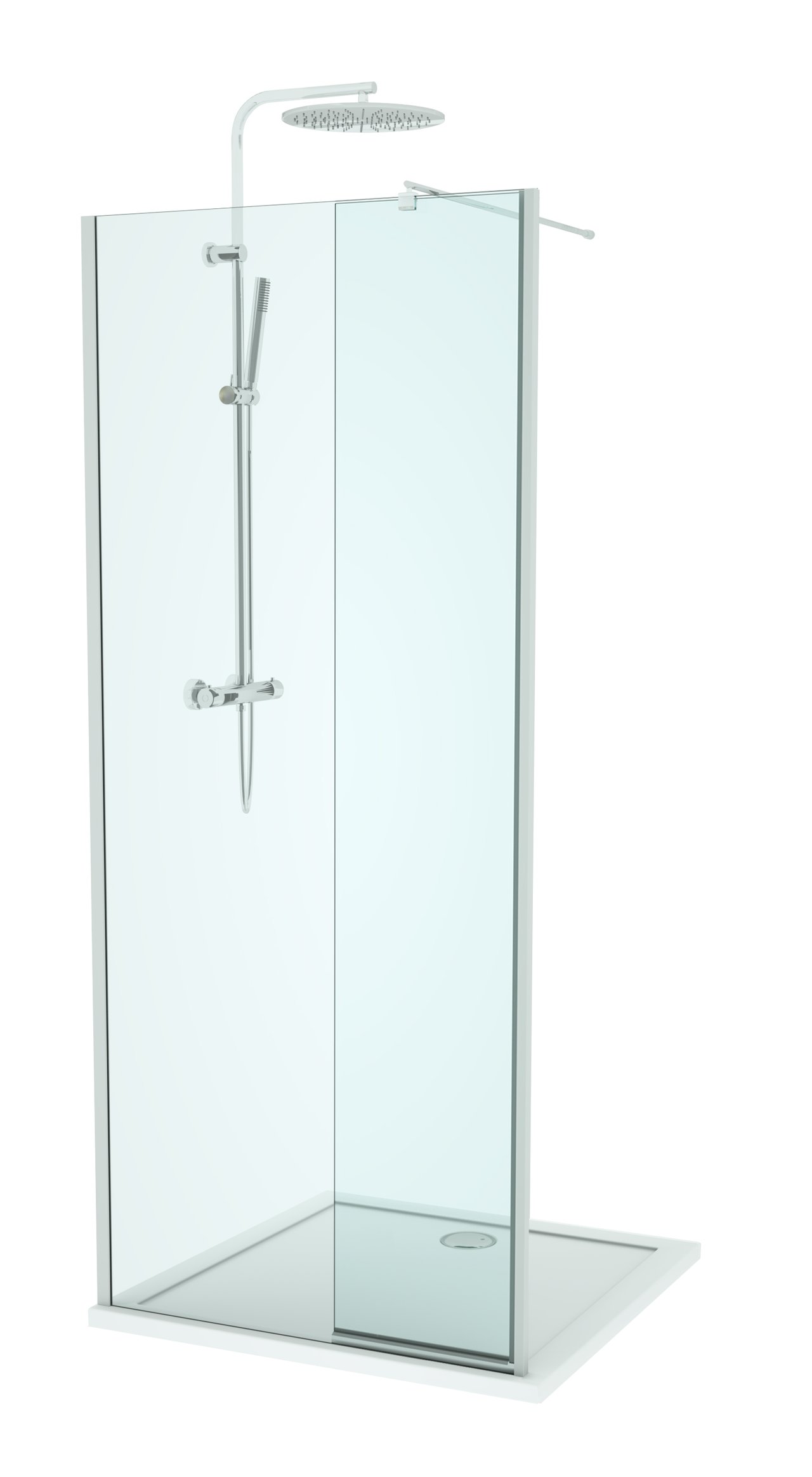 Linie Twist Walk-In Dusche: Bewegliche Seitenwand, 90 x 200 cm, Klarglas, Chromprofil