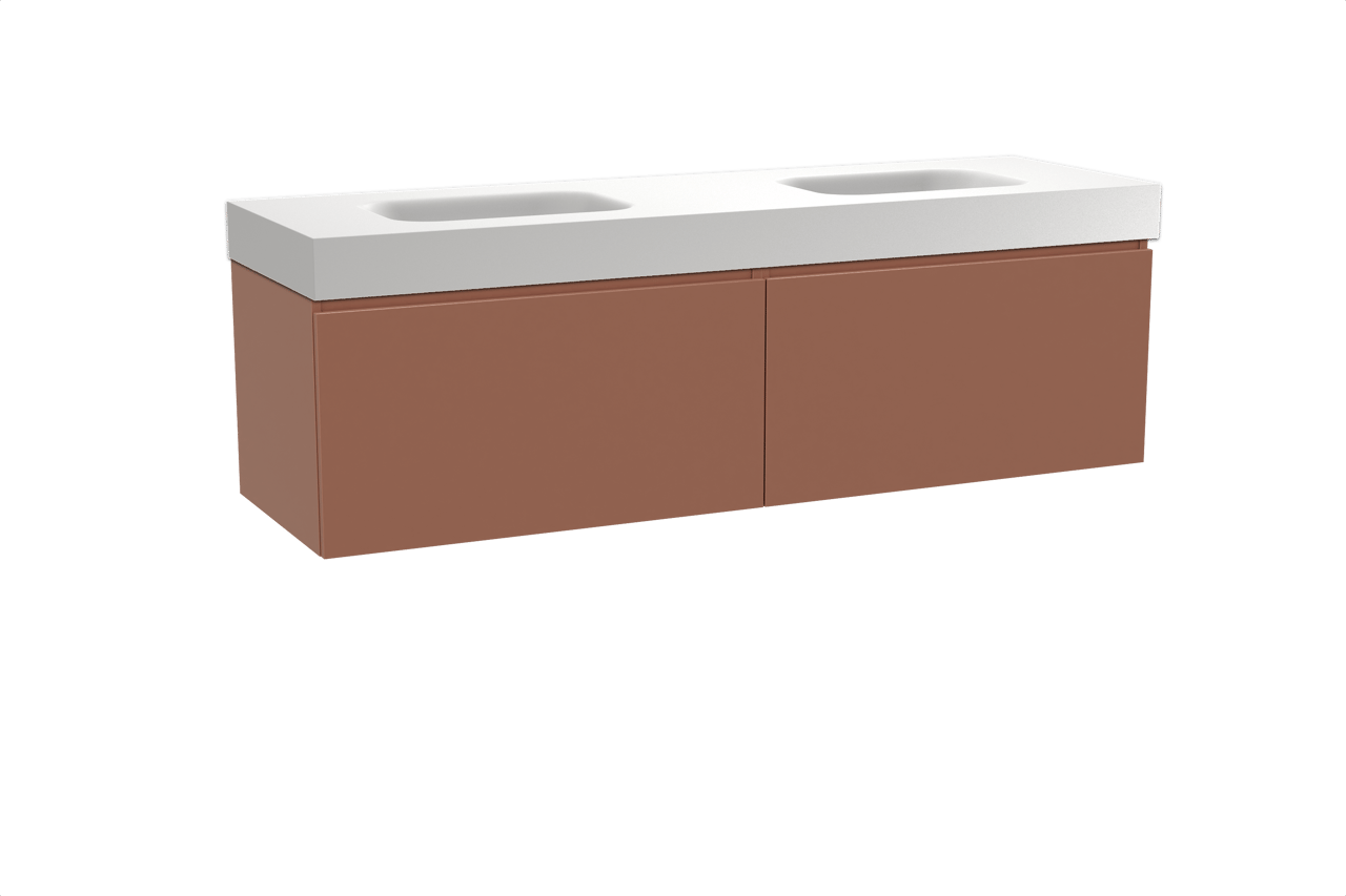 Balmani Sfera meuble salle de bains suspendu 180 x 55 cm cotto avec Arcato double vasque en solid surface blanc mat