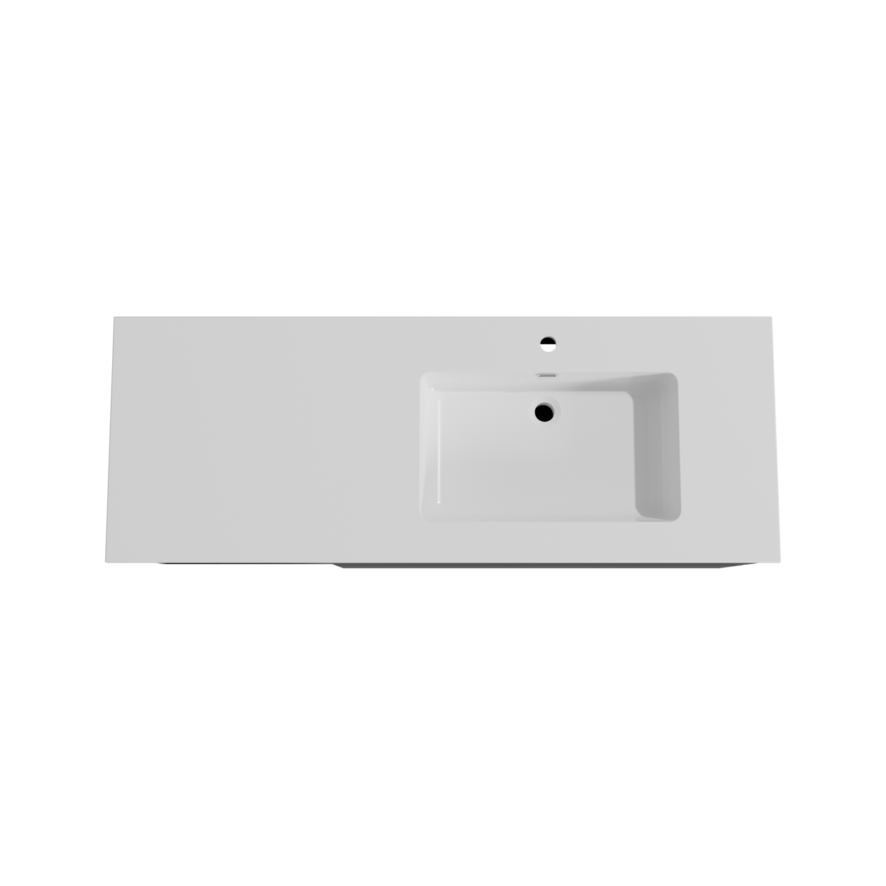 Storke Edge meuble salle de bains suspendu 140 x 52 cm noir mat avec Diva plan vasque asymétrique à droite en marbre composite blanc brillant