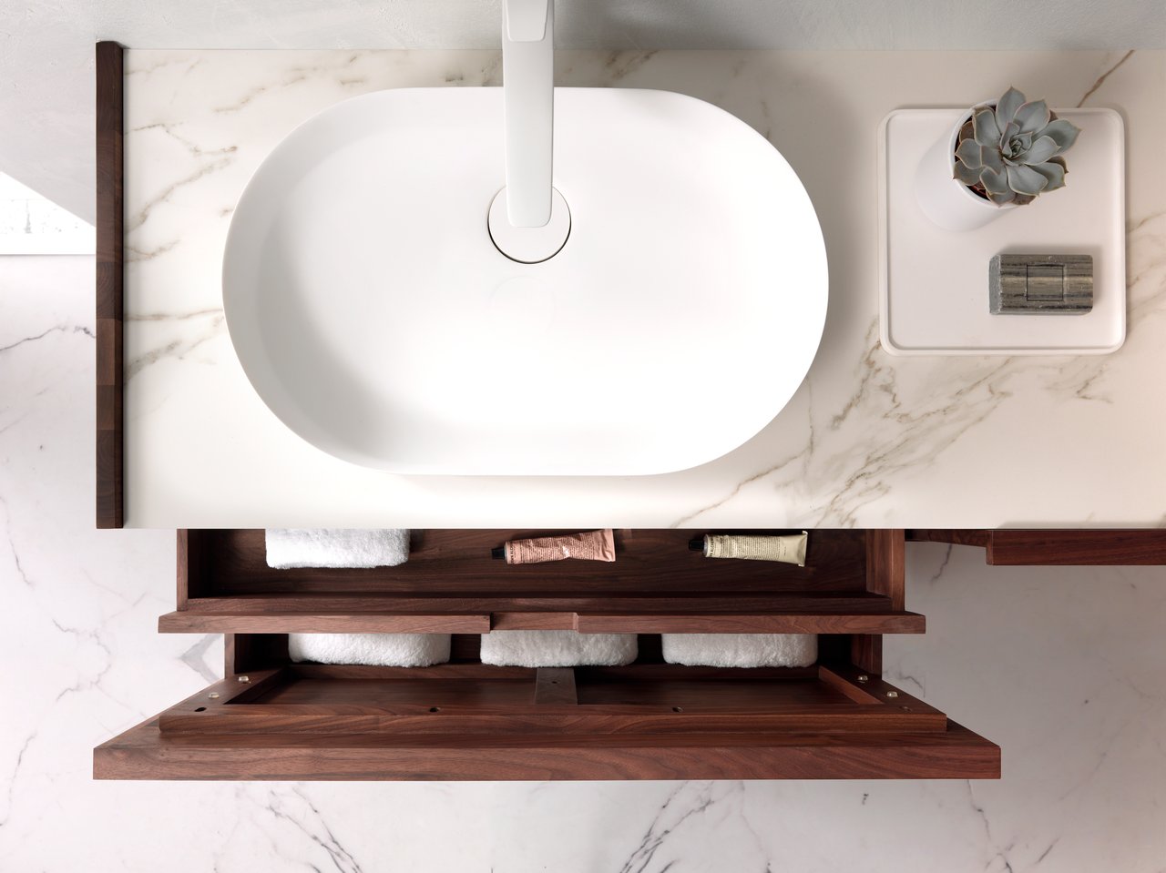 Balmani Fato Aufsatzwaschbecken: Solid Surface, matt, oval, 54 x 34 cm