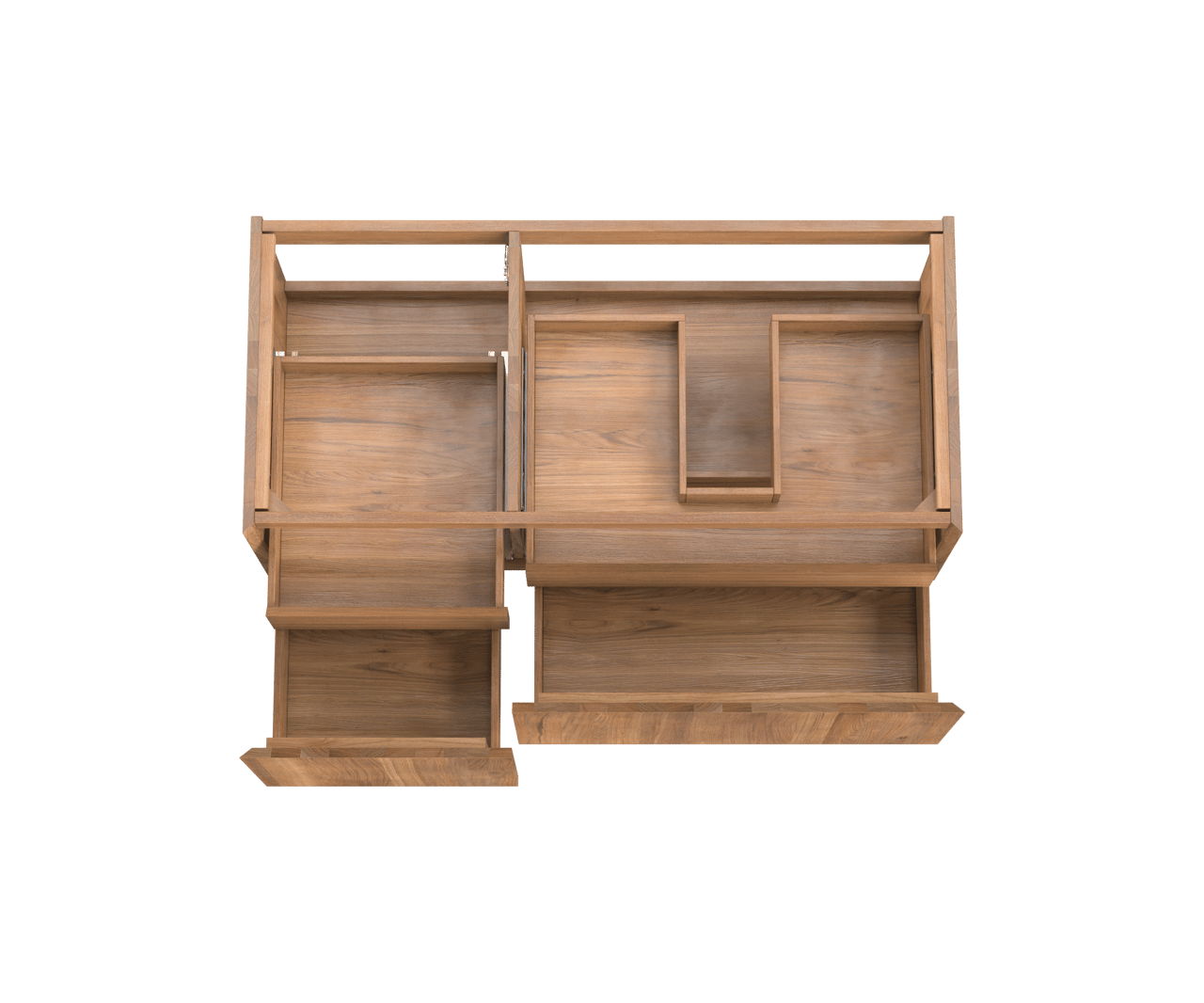 Balmani Idra zwevende wastafelonderkast 120 x 55 cm asymmetrisch rechts teak 4 lades