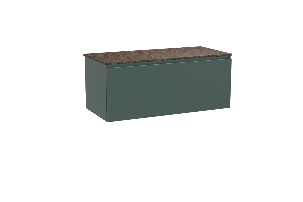 Balmani Sfera zwevend badkamermeubel 120 x 55 cm forest met Stretto enkel of dubbel tablet in marmer dark emperador