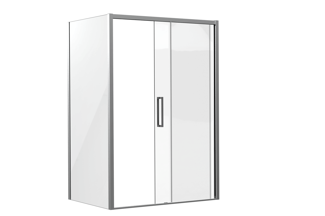 Luca Varess Senses douchehoek met schuifdeur en vaste zijwand 140 x 100 cm helder glas glanzend chroom profiel