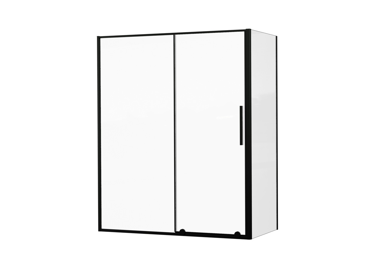 Luca Varess Morano paroi de douche avec porte coulissante et paroi latérale fixe 160 x 80 cm verre transparent profil noir mat