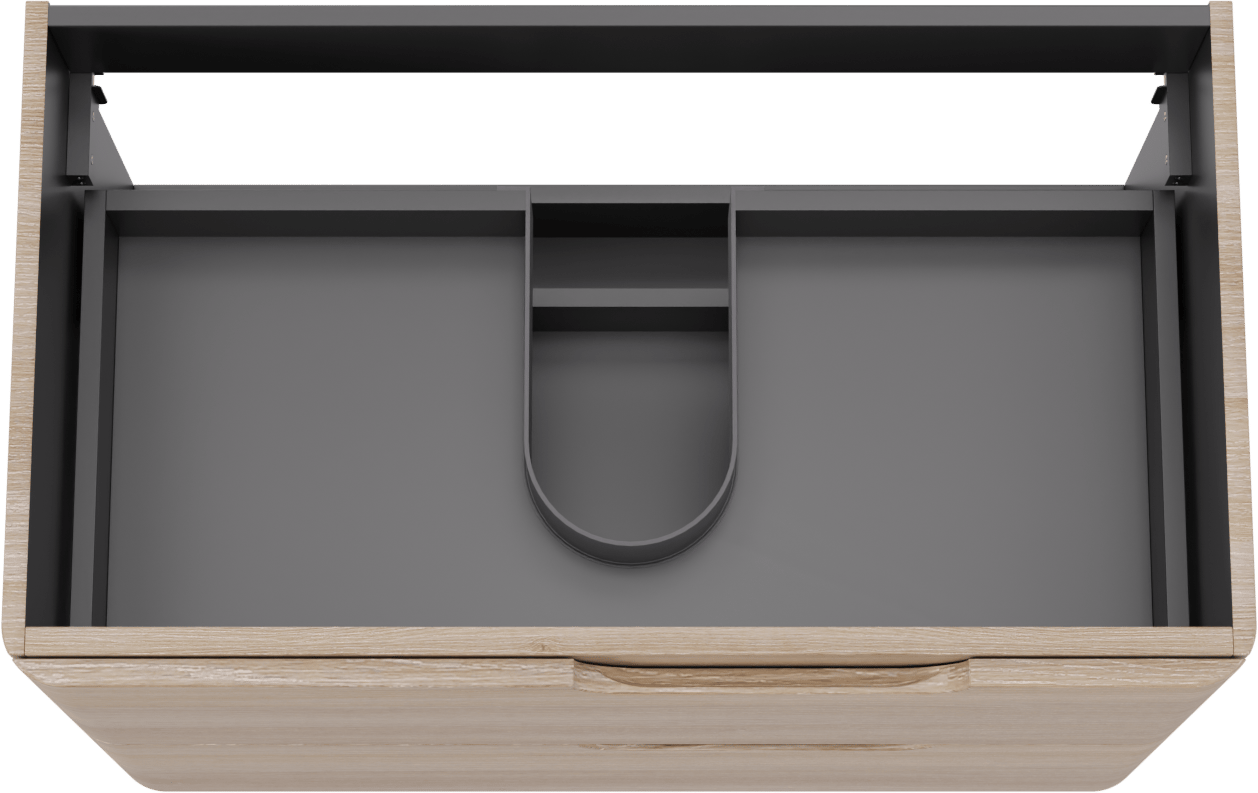 Linie Curvo hängender möbelstück Waschtischunterschränke 80 x 46 cm Eiche Hell 2 Schubladen