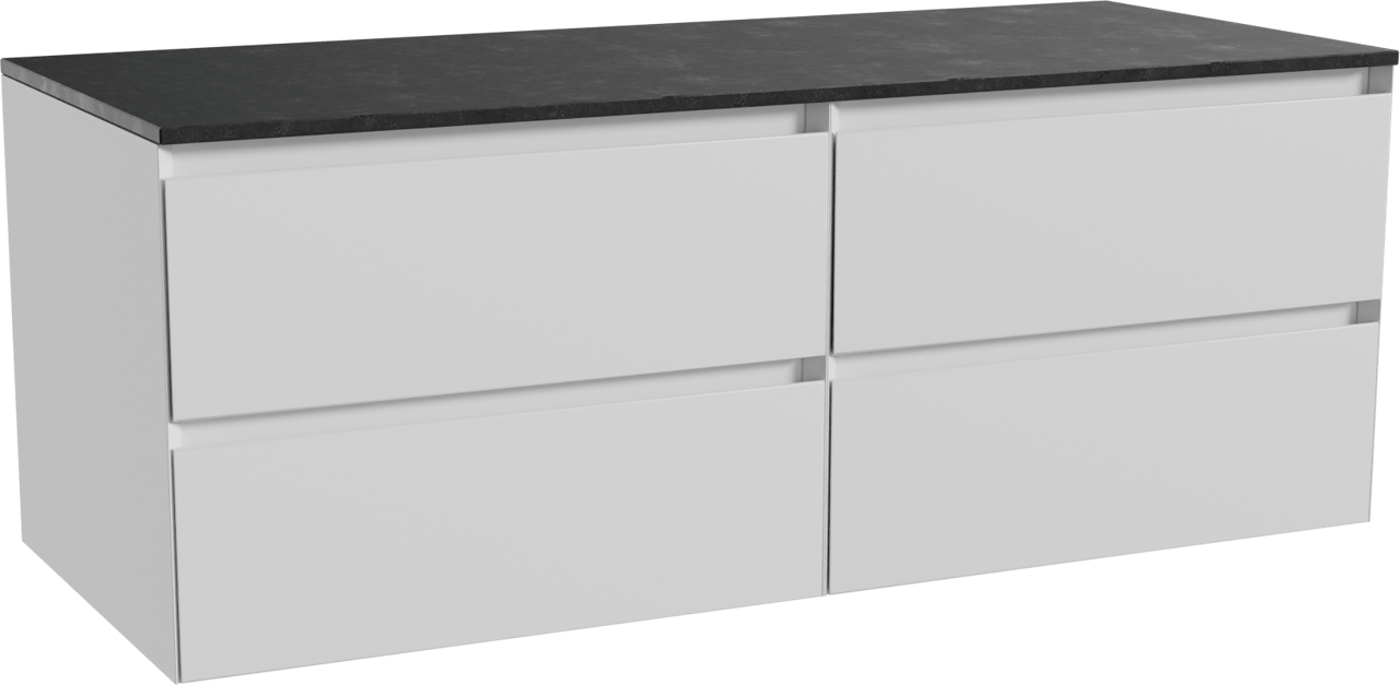 Balmani Mitra meuble salle de bains suspendu 135 x 55 cm blanc mat avec Stretto tablette simple ou double en granit noir