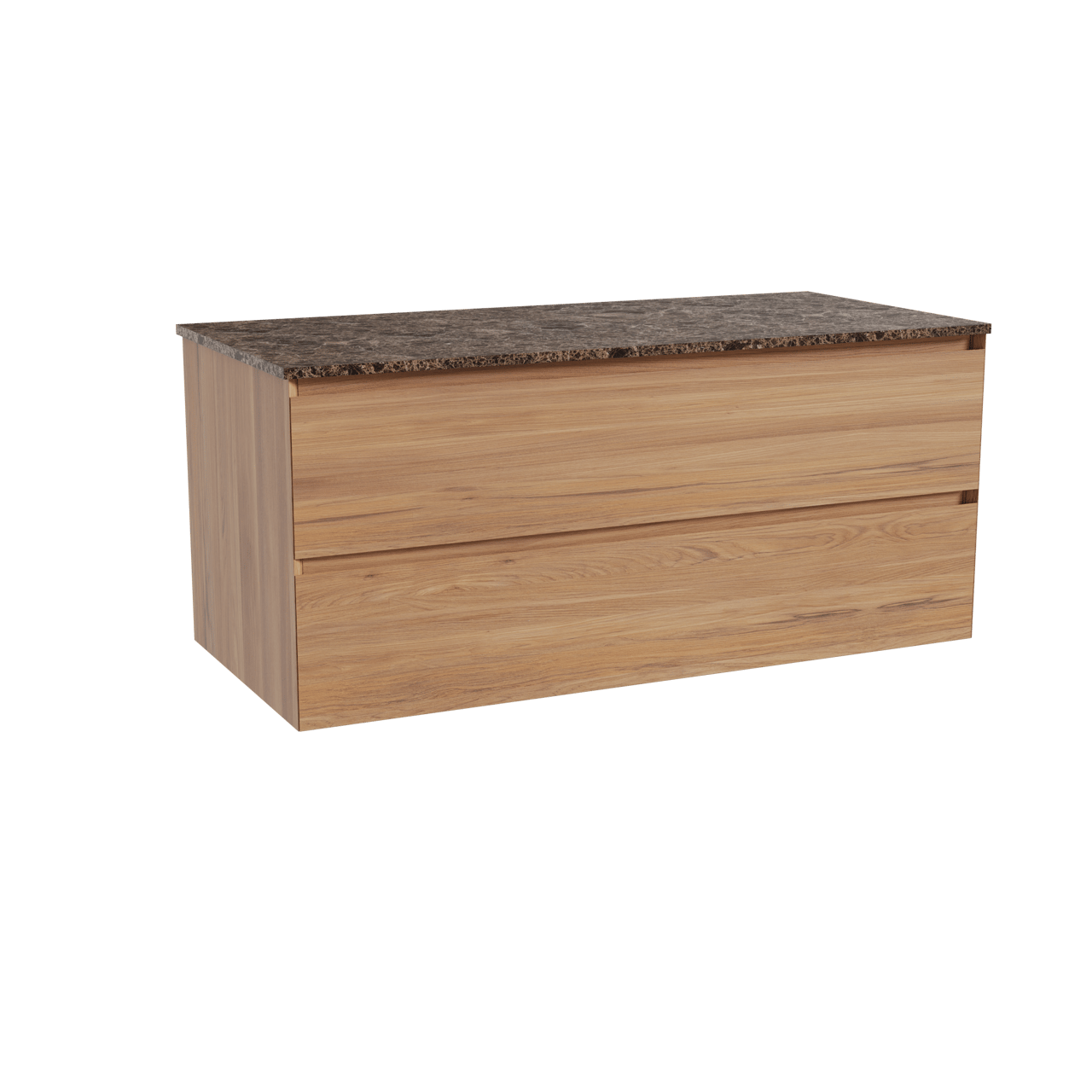 Balmani Mitra hängendes Möbelstück Set: 120 x 55 cm, Teak, mit Stretto Einzel- oder Doppel Waschtischplatte, Marmor Dark Emperador