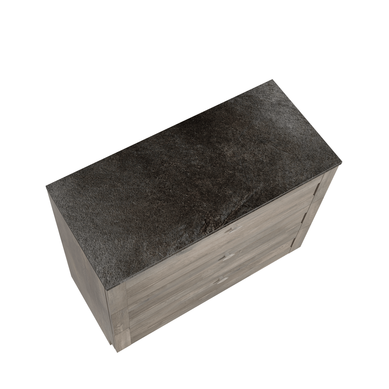 Linie Classo freistehendes Möbelstück Set: 100 x 46 cm, Graue Eiche, mit Lado Einzel- oder Doppel Waschtischplatte, Melamin Schiefergrau