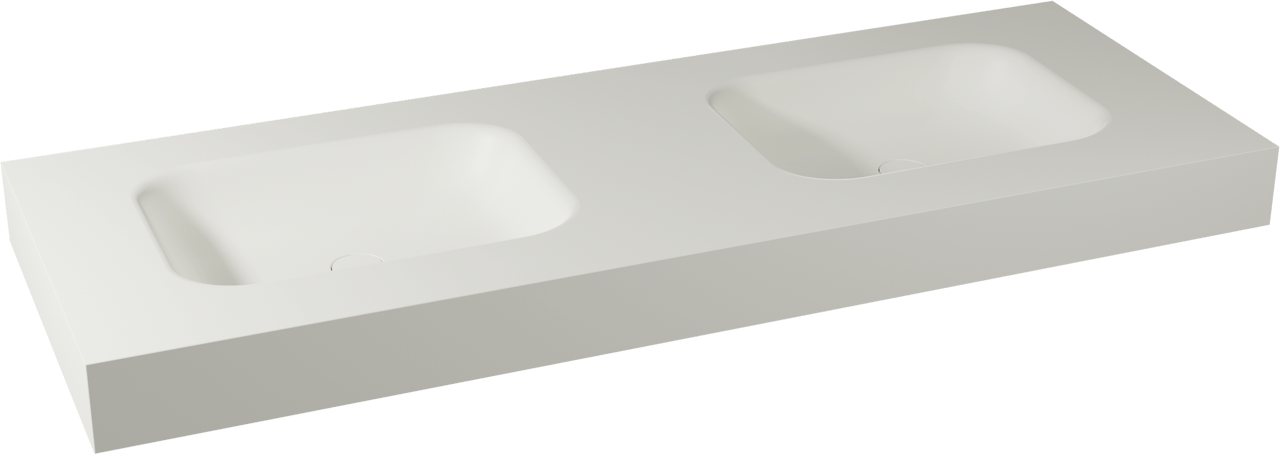 Balmani Arcato dubbele wastafel matte Solid Surface 150 x 55 cm, exclusief crepine