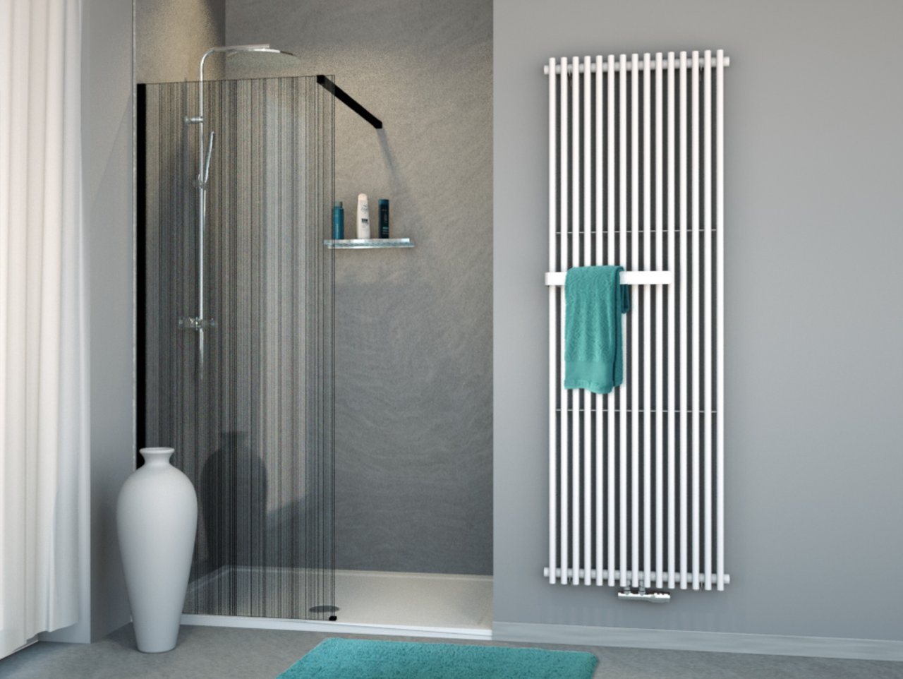 Balmani Modular nisdouche 80 x 200 cm barcode zwart glas mat zwart profiel