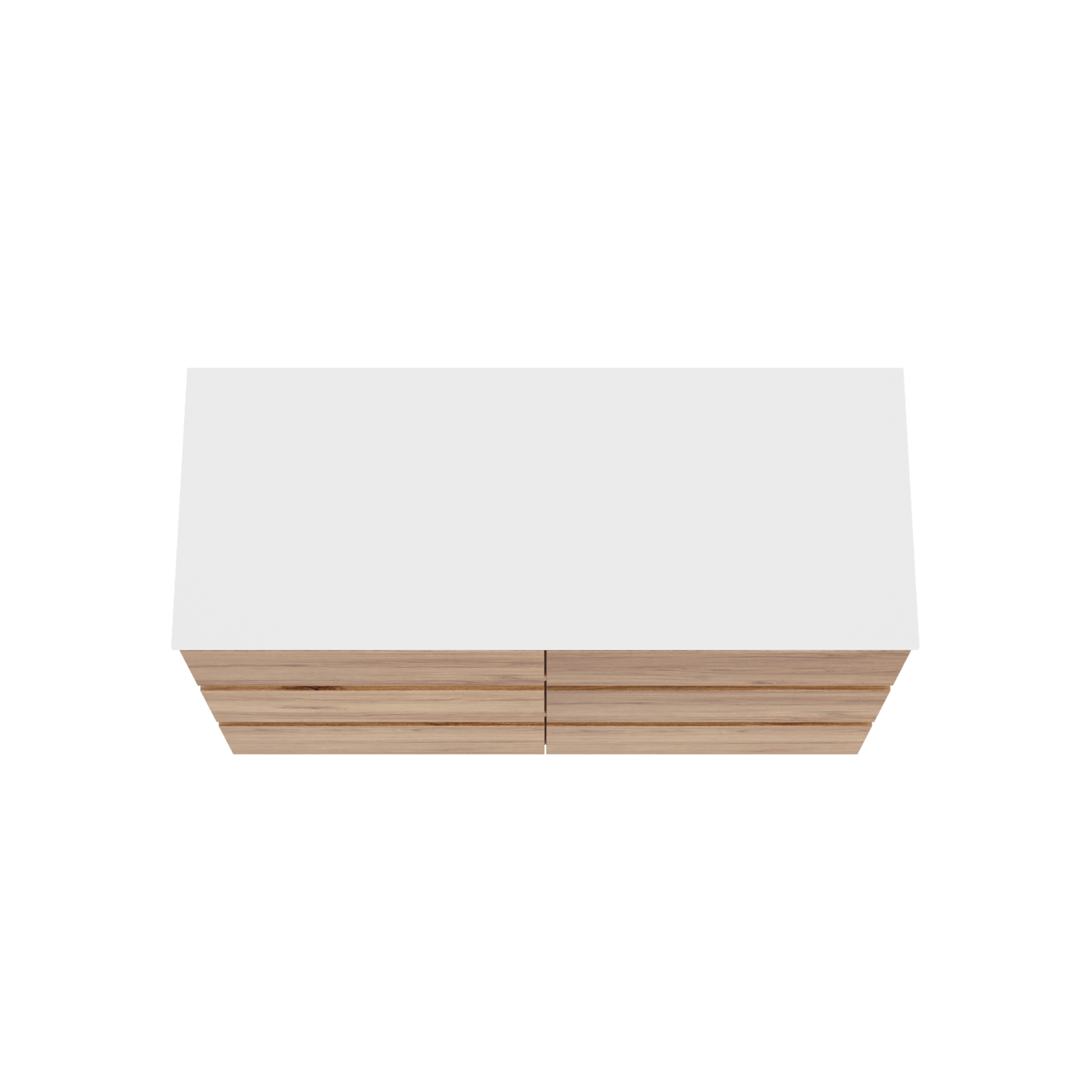 Balmani Lucida staand badkamermeubel 135 x 55 cm teak met Stretto enkel of dubbel tablet in solid surface mat wit