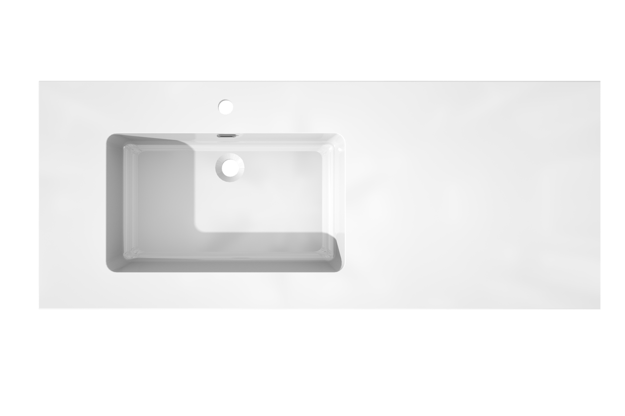 Storke Diva asymmetrisch linkse wastafel glanzend composiet marmer 130 x 52 cm combinatie kast 45 cm