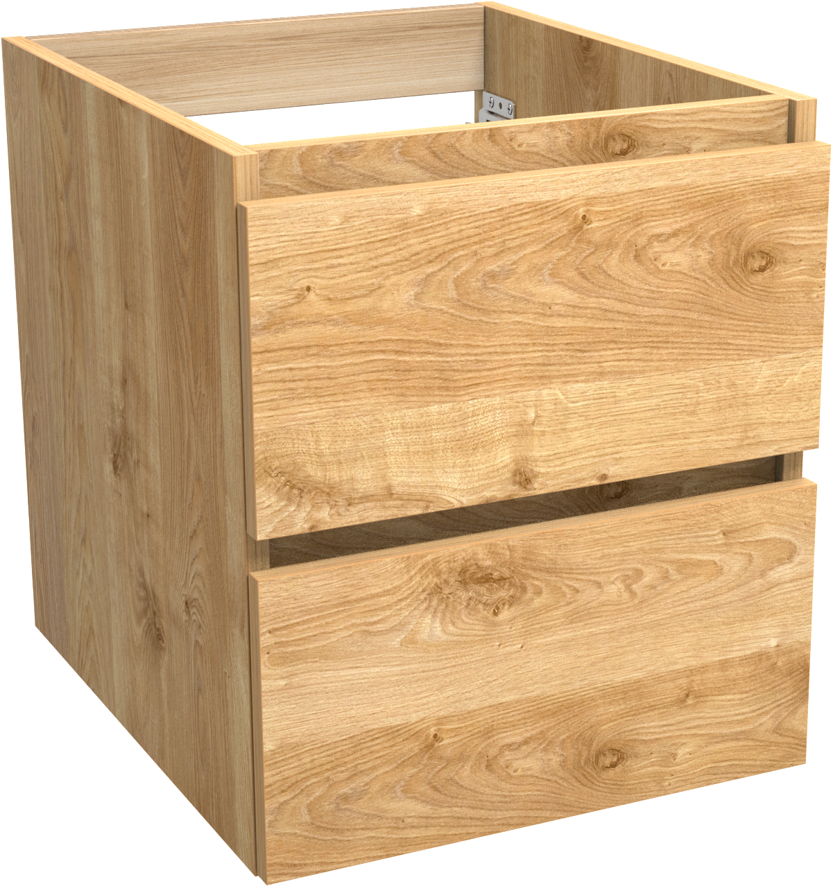 Balmani Lucida hängender Waschbeckenunterschrank: 45 x 55 cm, Eiche rustikal, 2 Schubladen