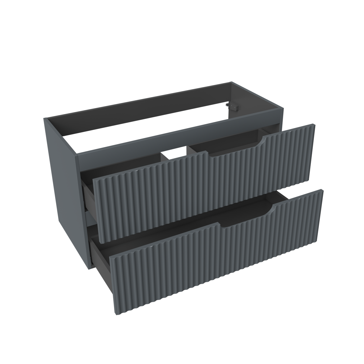 Linie Ribbo hängender Waschbeckenunterschrank: 100 x 46 cm, Blau Anthrazit, 2 Schubladen