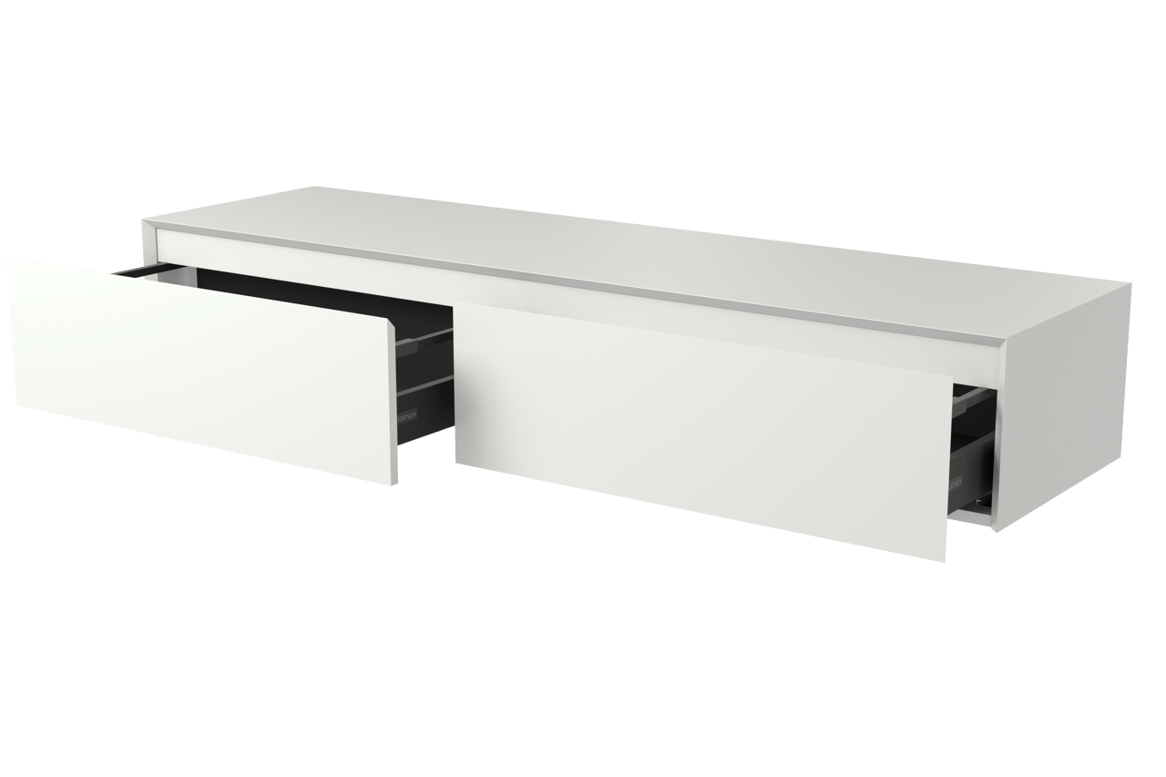 Balmani Mitra Elements hängender Waschbeckenunterschrank: 180 x 50 cm, Weiß matt, 2 Schubladen