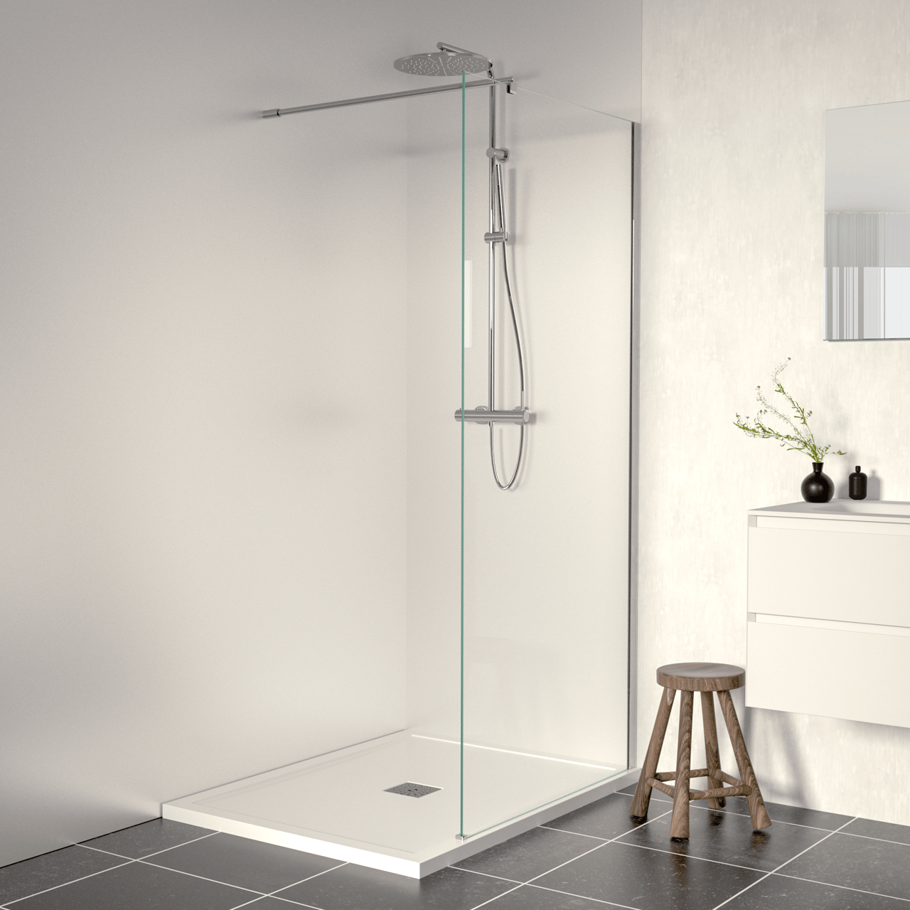 Linie Walk-In Walk-In Dusche: 100 x 200 cm, Klarglas, Chrom Profil, glänzend