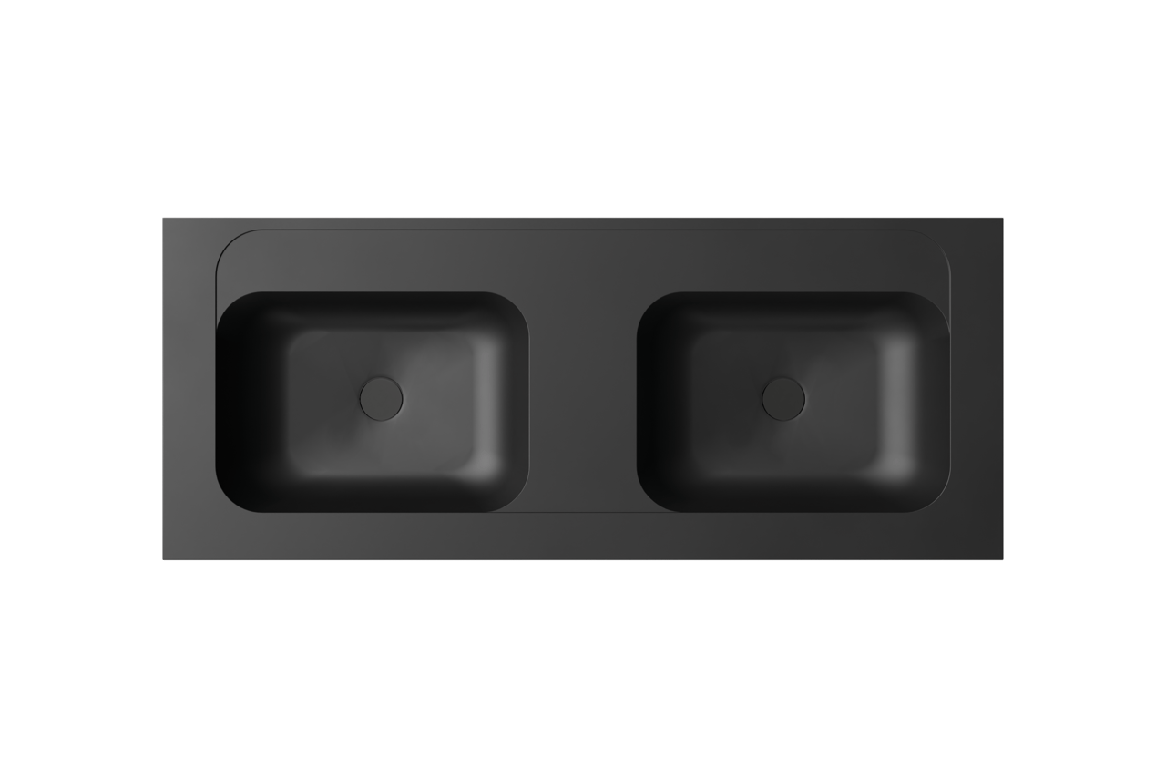 Balmani Tablo Strada Doppelwaschtisch Schwarz Matt Top Solid 135 x 55 cm