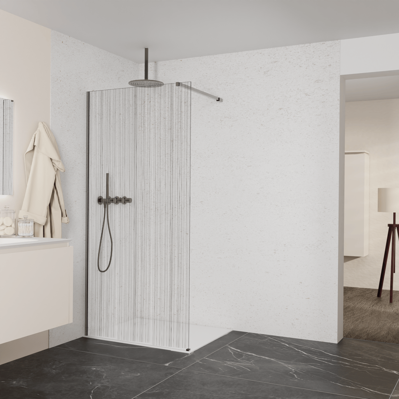 Balmani Modular inloopdouche: 100 x 200 cm, Mikado, Brushed GunMetal profielen