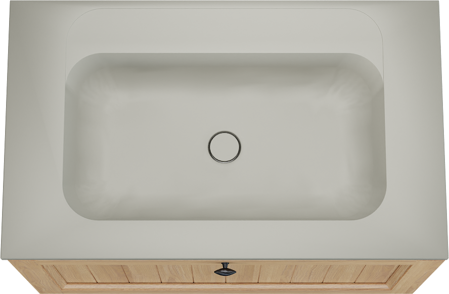 Balmani Lemon zwevend badkamermeubel 90 x 55 cm, fineer natuur eik met Tablo Strada enkele wastafel in zijdegrijs