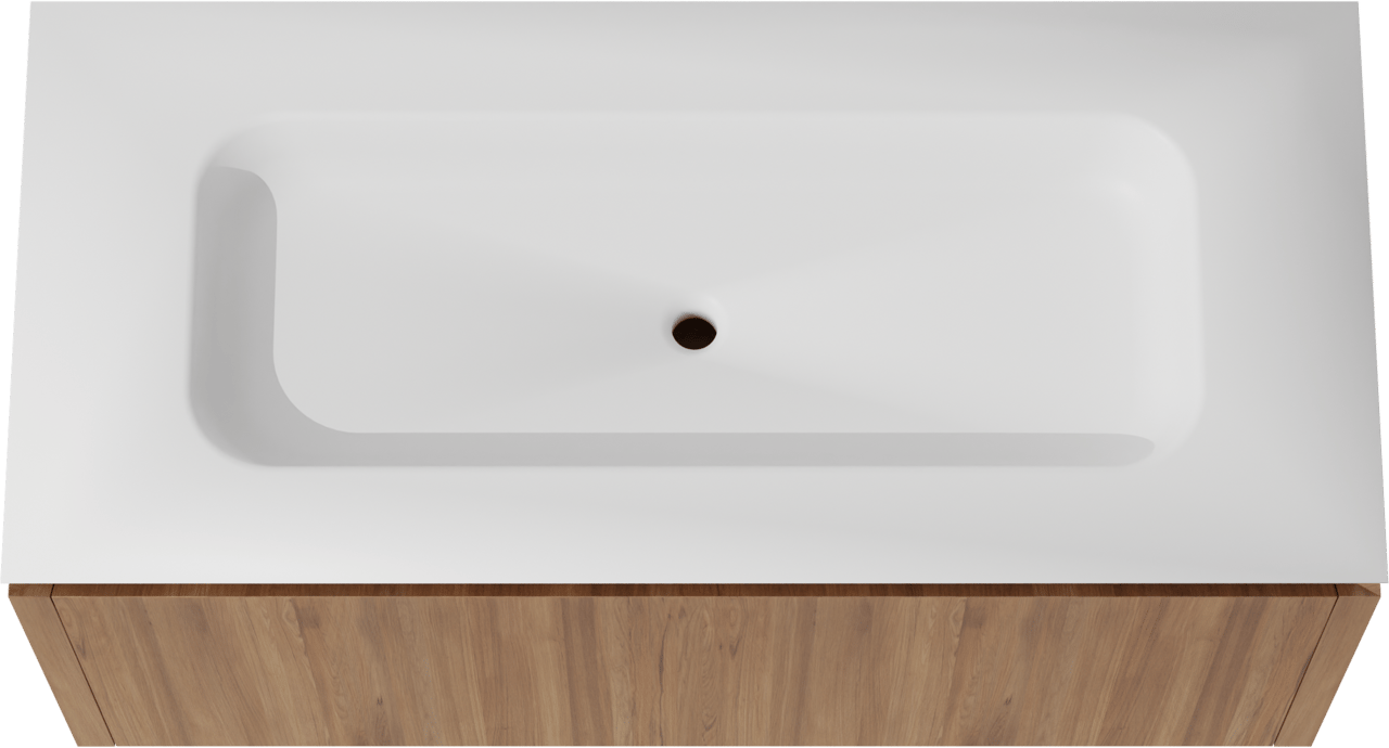 Balmani Eclips zwevend badkamermeubel 120 x 55 cm Teak met Eclips enkele wastafel in Solid Surface mat wit